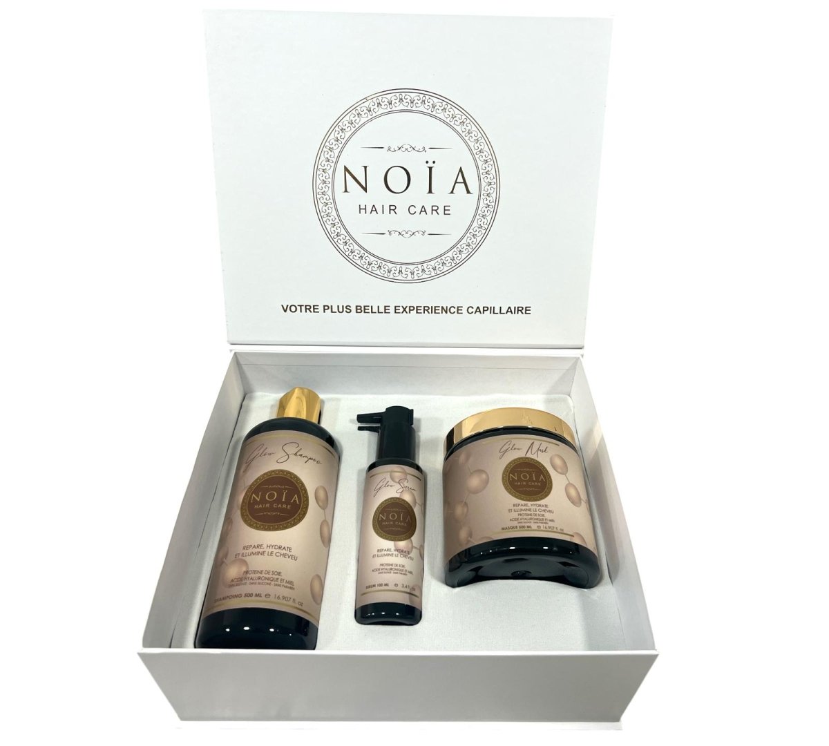 Coffret Cadeau TRIO Glow – Protéine de Soie, AH & Miel – Hydratation & Éclat - BEAUTEPRICE Coffret Cadeau TRIO Glow – Protéine de Soie, AH & Miel – Hydratation & Éclat pack soins cheveux Noiahair FR BEAUTEPRICE