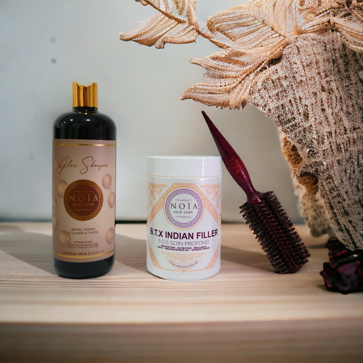 Combo shampoing Glow 1L+ BTX Indian filler 1kg+ Brosse ronde brushing - BEAUTEPRICE Combo shampoing Glow 1L+ BTX Indian filler 1kg+ Brosse ronde brushing Botox shampoing Noiahair FR BEAUTEPRICE