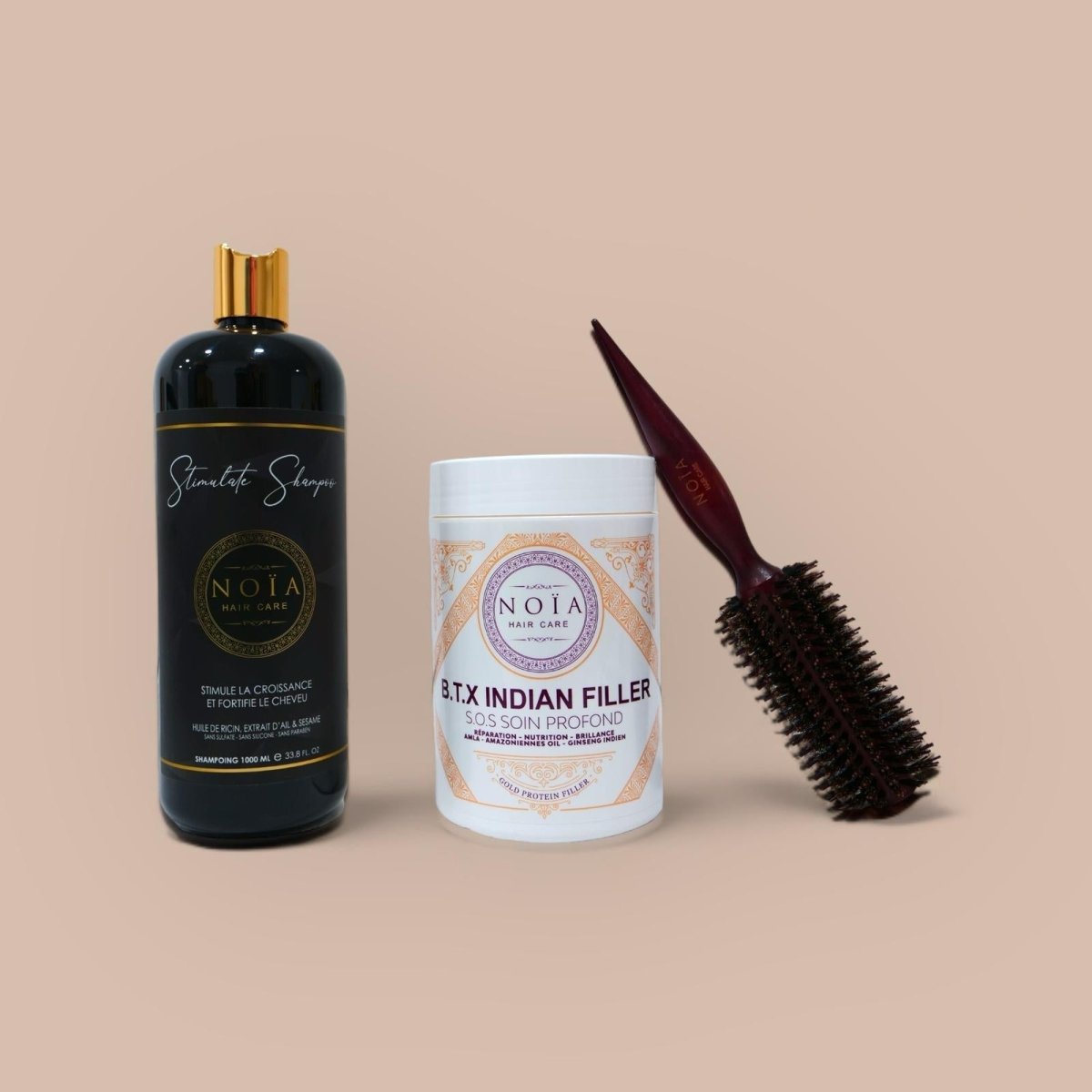 Combo shampoing Stimulate 1L+ BTX Indian filler 1kg+ Brosse ronde brushing - BEAUTEPRICE Combo shampoing Stimulate 1L+ BTX Indian filler 1kg+ Brosse ronde brushing Botox shampoing Noiahair FR BEAUTEPRICE