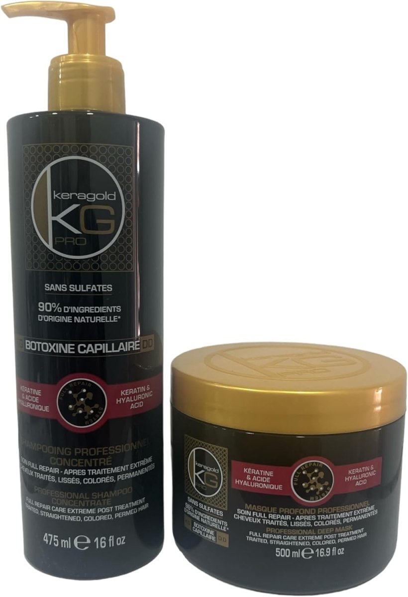 DUO SHAMPOING + MASQUE BOTOXINE KERATINE & ACIDE HYALURONIQUE - BEAUTEPRICE DUO SHAMPOING + MASQUE BOTOXINE KERATINE & ACIDE HYALURONIQUE duo shampoing+masque - KERAGOLD - BEAUTEPRICE