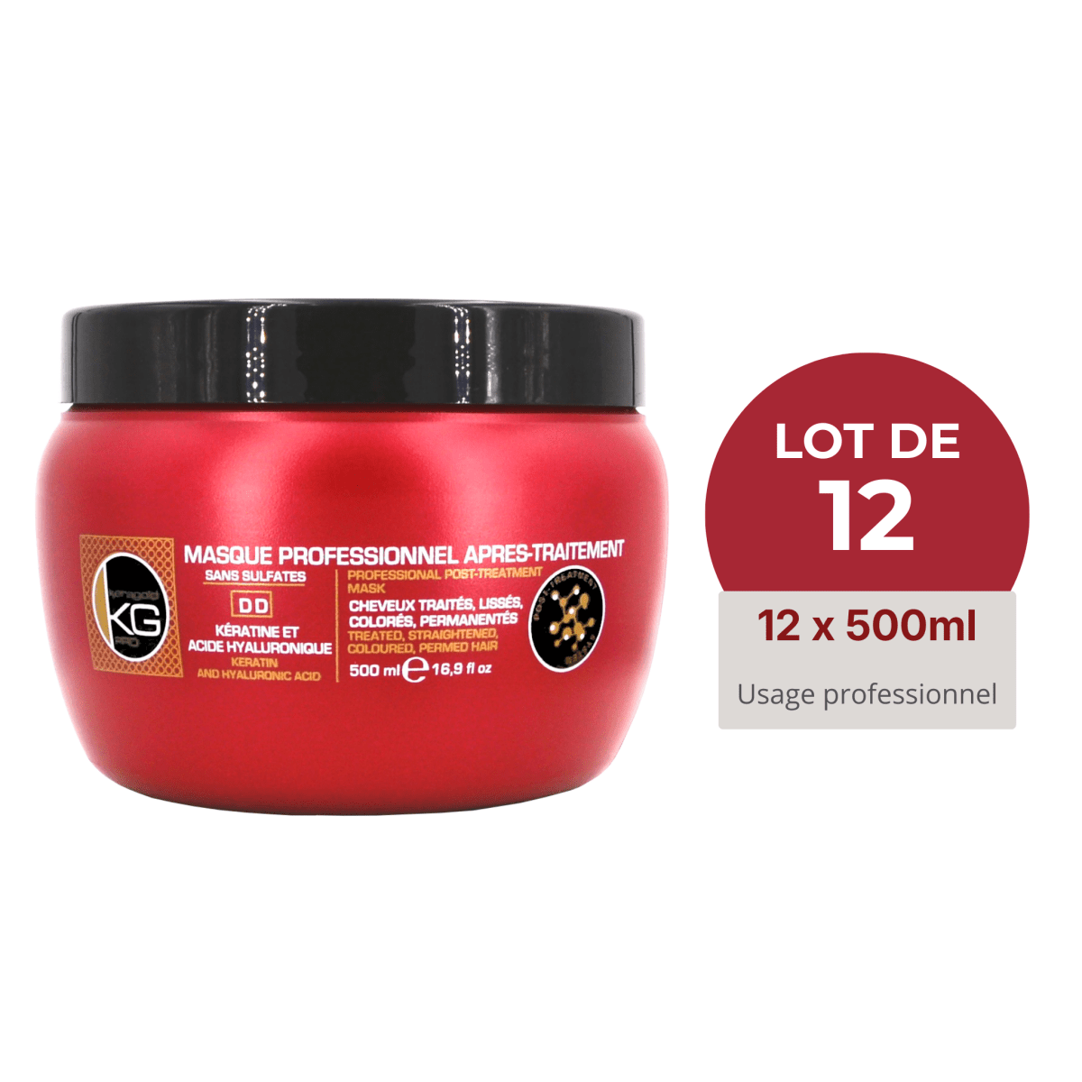 Keragold Colisage de 12 Masques DD 500ml - BEAUTEPRICE Keragold Colisage de 12 Masques DD 500ml Lot de masque Keragold KG PRO BEAUTEPRICE