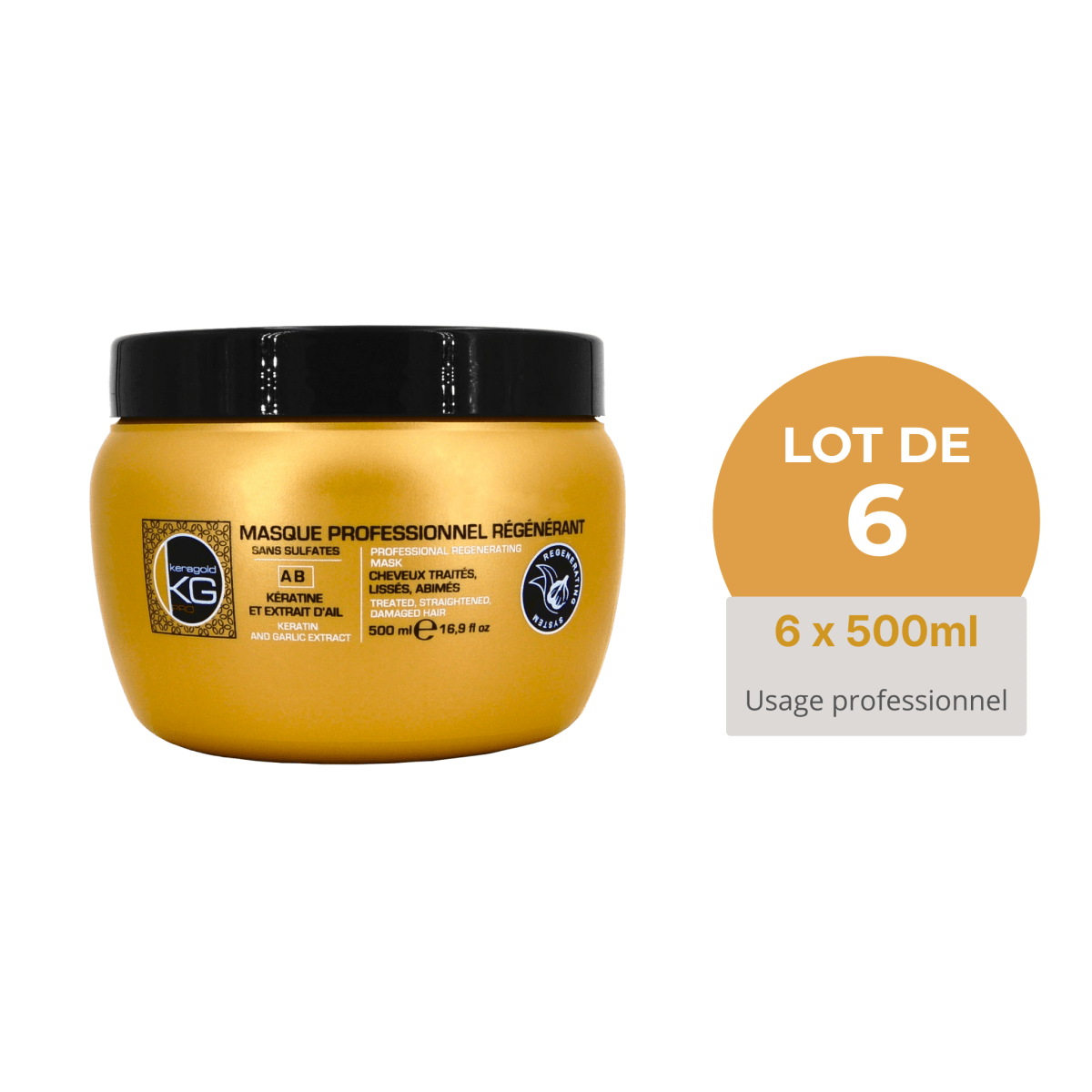 Keragold Colisage de 6 Masques 500ml AB Kératine & Ail - BEAUTEPRICE Keragold Colisage de 6 Masques 500ml AB Kératine & Ail Lot de masque Keragold KG PRO BEAUTEPRICE