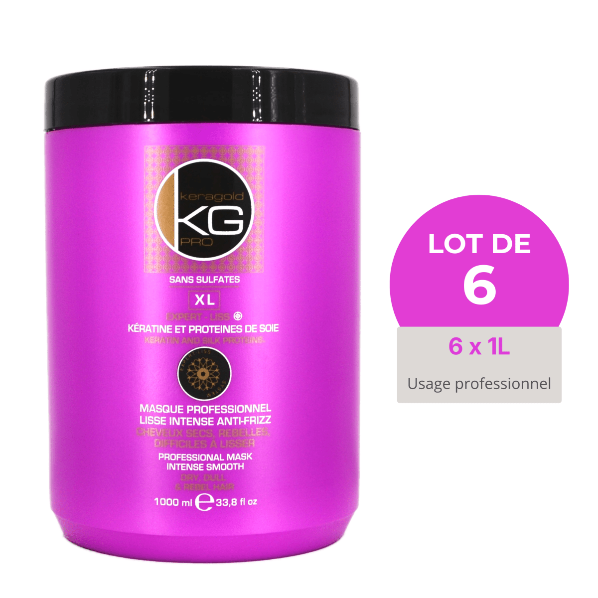 Keragold Colisage de 6 Masques XL 1L - BEAUTEPRICE Keragold Colisage de 6 Masques XL 1L Lot de masque Keragold KG PRO BEAUTEPRICE