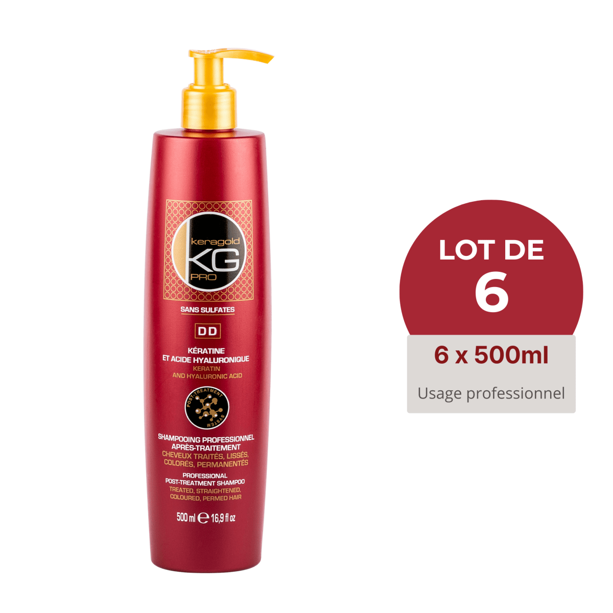 Keragold Colisage de 6 Shampoings DD - 500ml - BEAUTEPRICE Keragold Colisage de 6 Shampoings DD - 500ml Lot de shampoing Keragold KG PRO BEAUTEPRICE