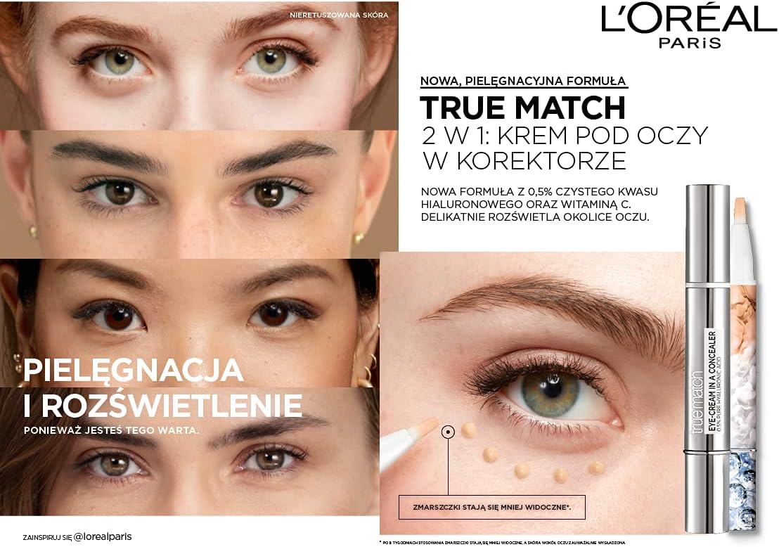 L'Oreal True Match Eye Cream Concealer SPF 20 - Shade 5.5 - 7 - BEAUTEPRICE L'Oreal True Match Eye Cream Concealer SPF 20 - Shade 5.5 - 7 MAKEUP L'Oréal Paris BEAUTEPRICE