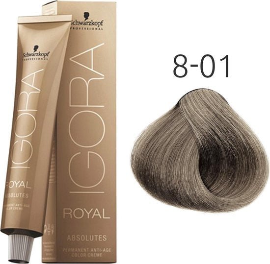 Coloration IGORA ROYAL ABSOLUTES 8.01 Blond Clair Naturel Cendré - BEAUTEPRICE Coloration IGORA ROYAL ABSOLUTES 8.01 Blond Clair Naturel Cendré Schwarzkopf BEAUTEPRICE