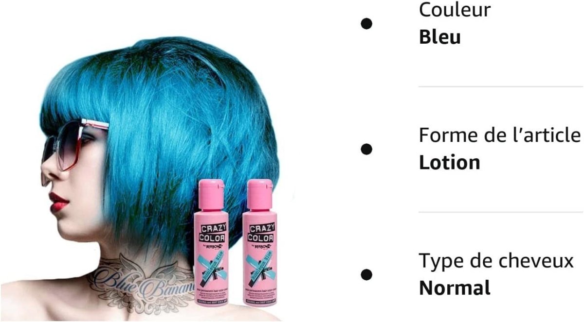 Coloration temporaire Crazy Color Bubblegum blue 63 - BEAUTEPRICE Coloration temporaire Crazy Color Bubblegum blue 63 Crazy Color BEAUTEPRICE