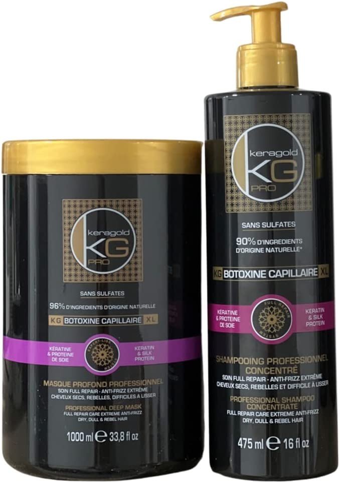 DUO SHAMPOING + MASQUE BOTOXINE KERATINE & PROTEINE DE SOIE - BEAUTEPRICE DUO SHAMPOING + MASQUE BOTOXINE KERATINE & PROTEINE DE SOIE - KERAGOLD - BEAUTEPRICE