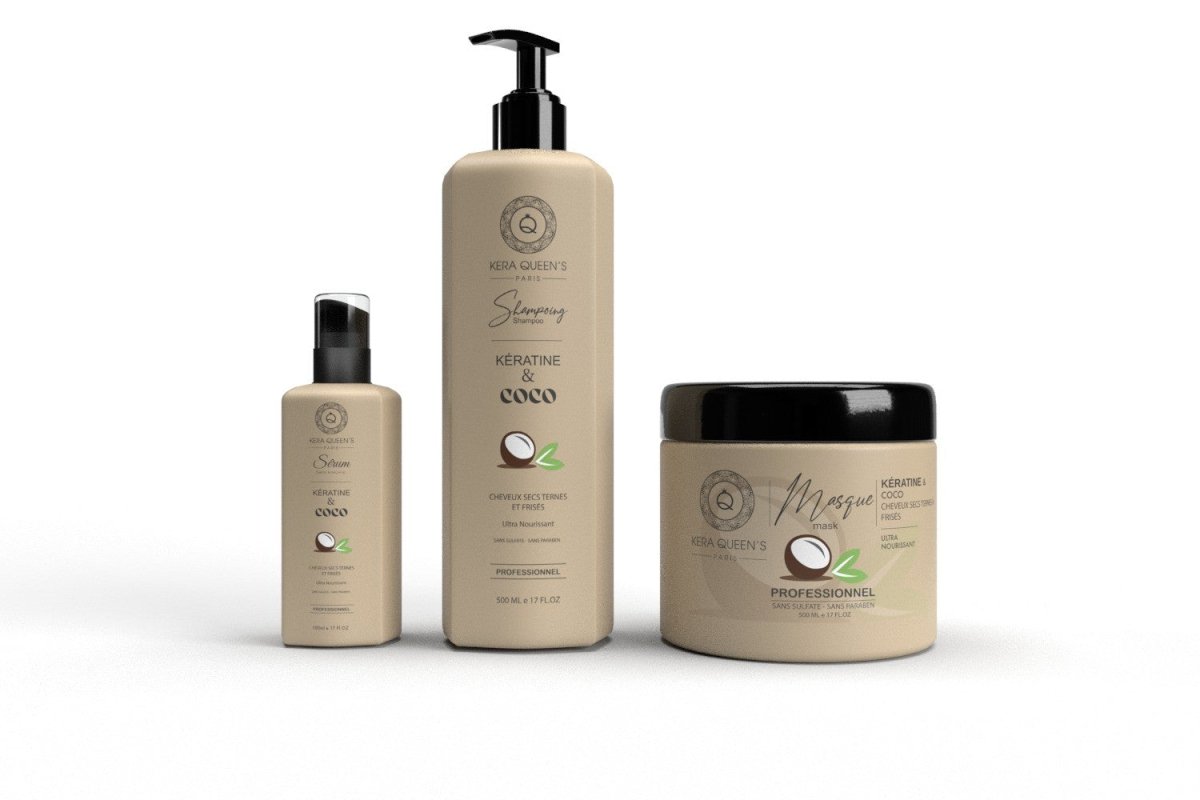Kera queen's Trio ultra-nourrissant  Kératine & coco  Cheveux ternes. secs & frisés - BEAUTEPRICE Kera queen's Trio ultra-nourrissant  Kératine & coco  Cheveux ternes. secs & frisés - KERA QUEEN'S - BEAUTEPRICE