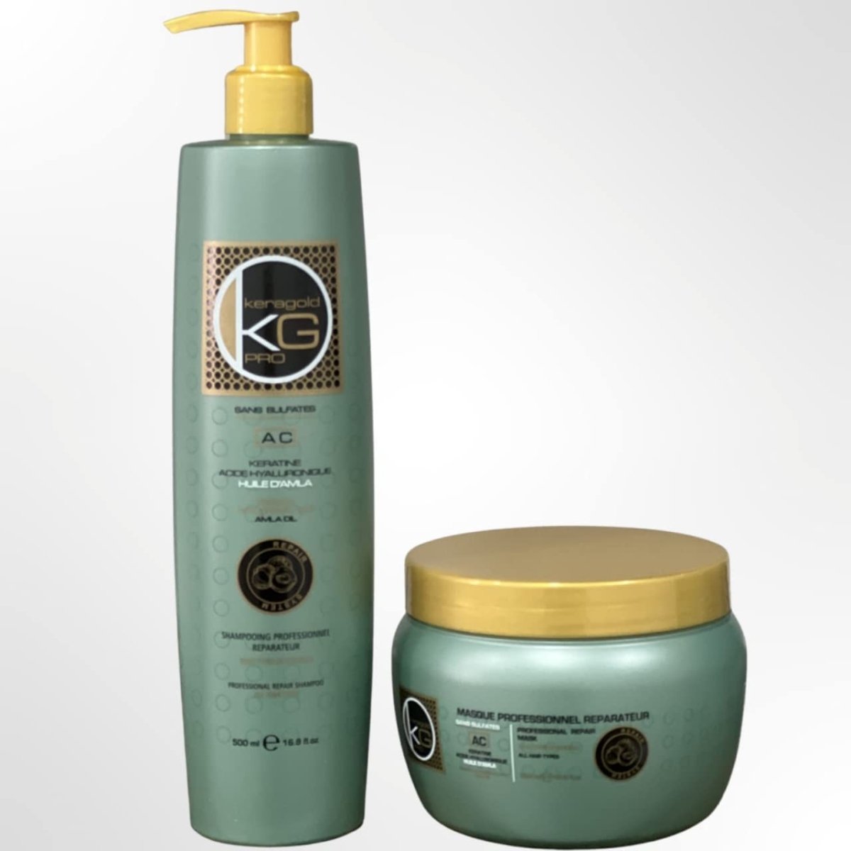 Duo Keragold Shampoing + Masque 500ml - Kératine Et Huile D'Amla - Neuf