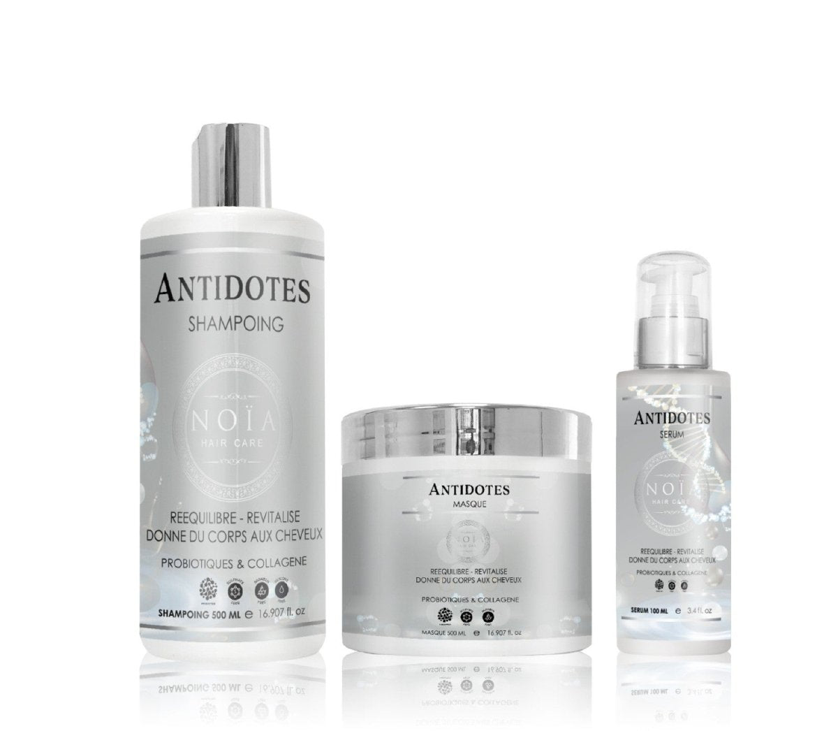 Trio routine capillaire Antidotes- Shampoing+Masque+Serum Probiotiques&Collagene