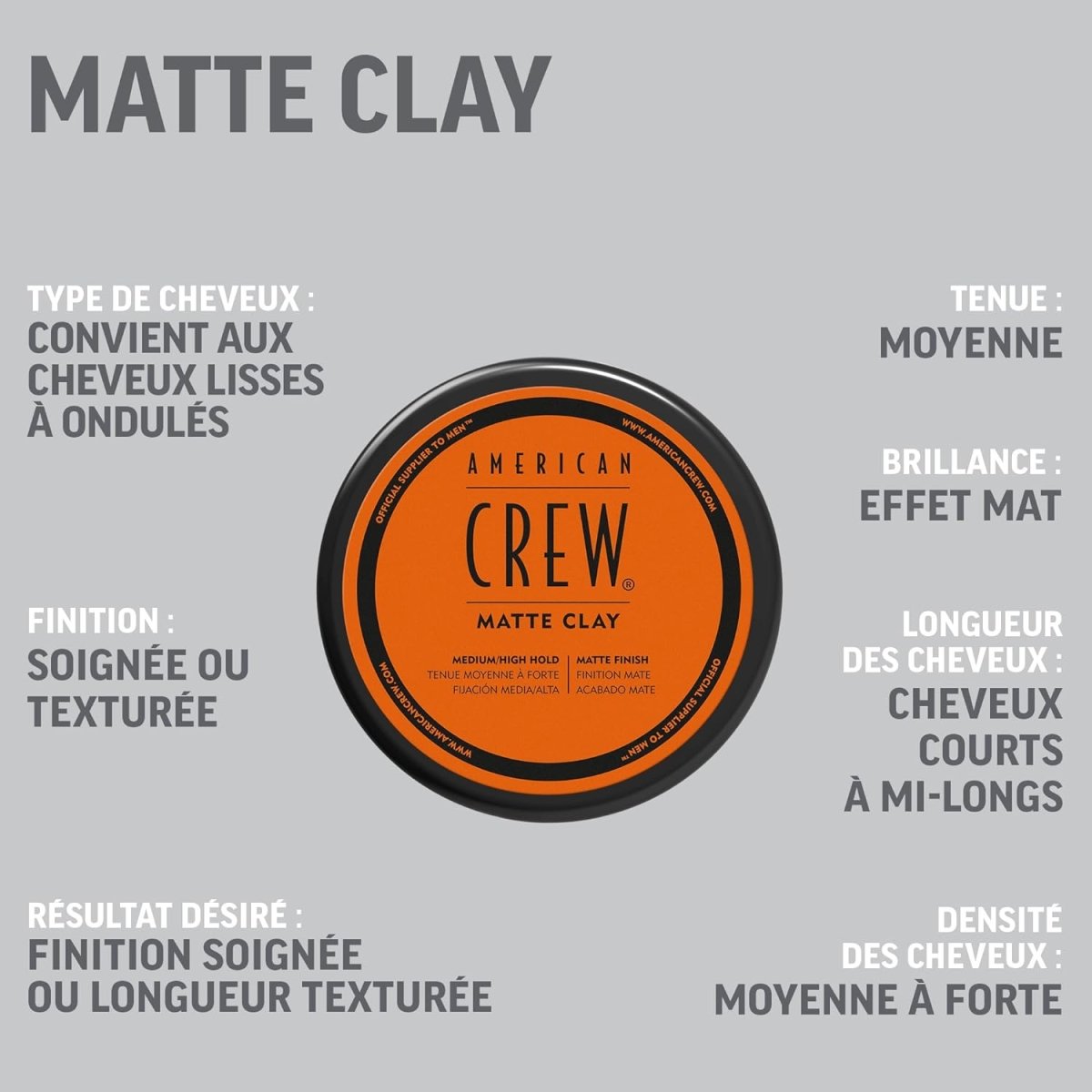 American Crew Cire de Coiffage Matt Clay - BEAUTEPRICE American Crew Cire de Coiffage Matt Clay cire coiffante American Crew BEAUTEPRICE