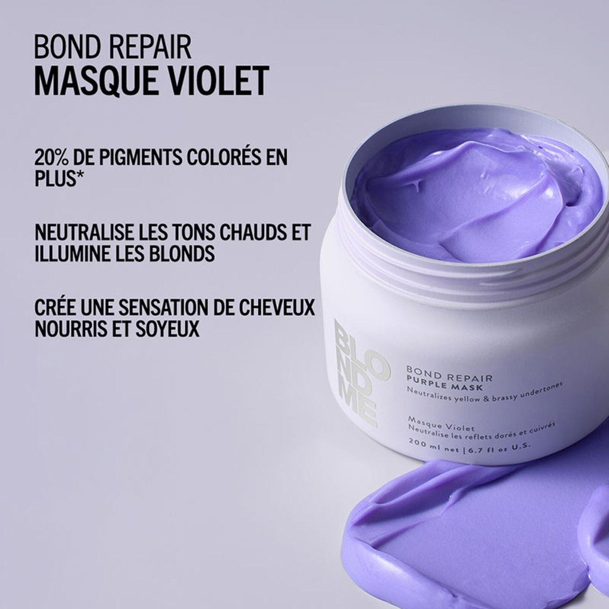 BLONDME Bond Repair Purple Mask – Masque Violet Anti - Jaunissement 200 ml | Schwarzkopf Professional - BEAUTEPRICE BLONDME Bond Repair Purple Mask – Masque Violet Anti - Jaunissement 200 ml | Schwarzkopf Professional Masque capillaire Schwarzkopf Professional BEAUTEPRICE