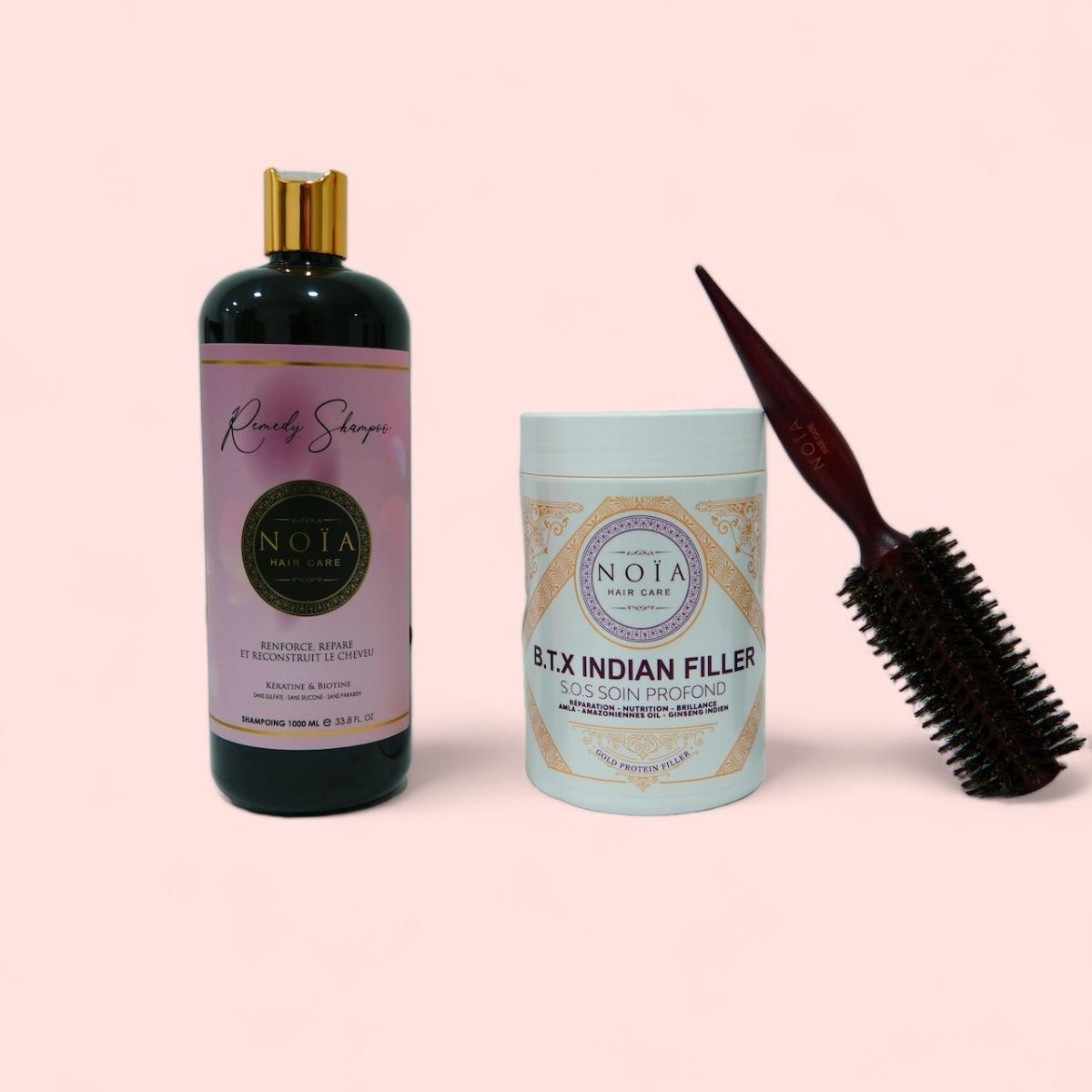 Combo shampoing Remedy 1L+ BTX Indian filler 1kg+ Brosse ronde brushing - BEAUTEPRICE Combo shampoing Remedy 1L+ BTX Indian filler 1kg+ Brosse ronde brushing Botox shampoing Noiahair FR BEAUTEPRICE