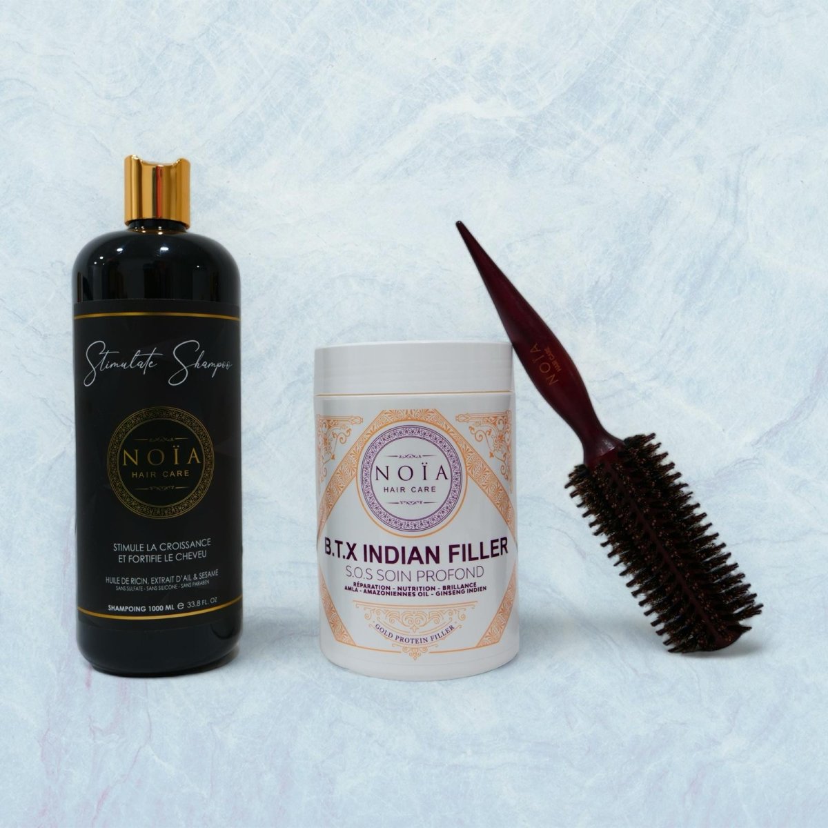 Combo shampoing Stimulate 1L+ BTX Indian filler 1kg+ Brosse ronde brushing - BEAUTEPRICE Combo shampoing Stimulate 1L+ BTX Indian filler 1kg+ Brosse ronde brushing Botox shampoing Noiahair FR BEAUTEPRICE