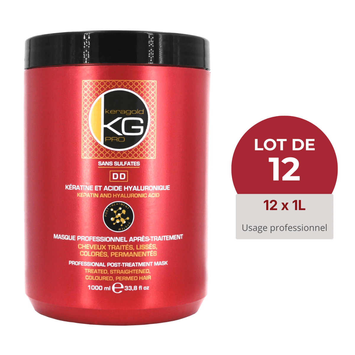 Keragold Colisage de 12 Masques DD - 1L - BEAUTEPRICE Keragold Colisage de 12 Masques DD - 1L Lot de masque Keragold KG PRO BEAUTEPRICE