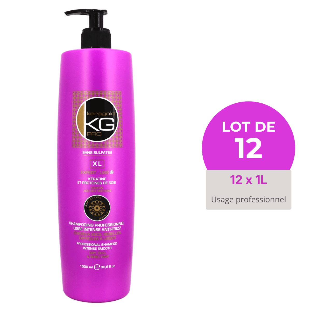 Keragold Colisage de 12 Shampoings XL 1L - BEAUTEPRICE Keragold Colisage de 12 Shampoings XL 1L Lot de shampoing Keragold KG PRO BEAUTEPRICE