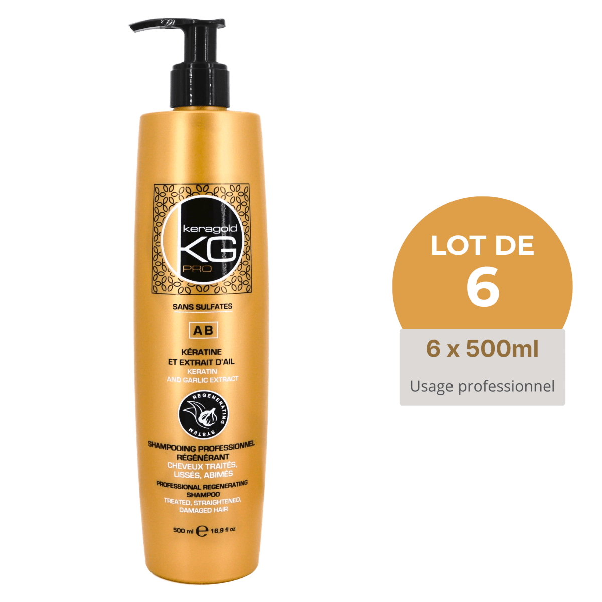Keragold Colisage de 6 Shampoings AB - 500ml - BEAUTEPRICE Keragold Colisage de 6 Shampoings AB - 500ml Lot de shampoing Keragold KG PRO BEAUTEPRICE