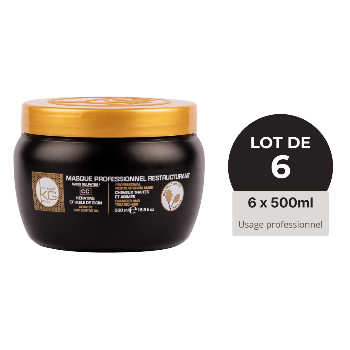 Keragold Masque CC – Kératine & Huile de Ricin – Colisage x6 - BEAUTEPRICE Keragold Masque CC – Kératine & Huile de Ricin – Colisage x6 Lot de masque Keragold KG PRO BEAUTEPRICE