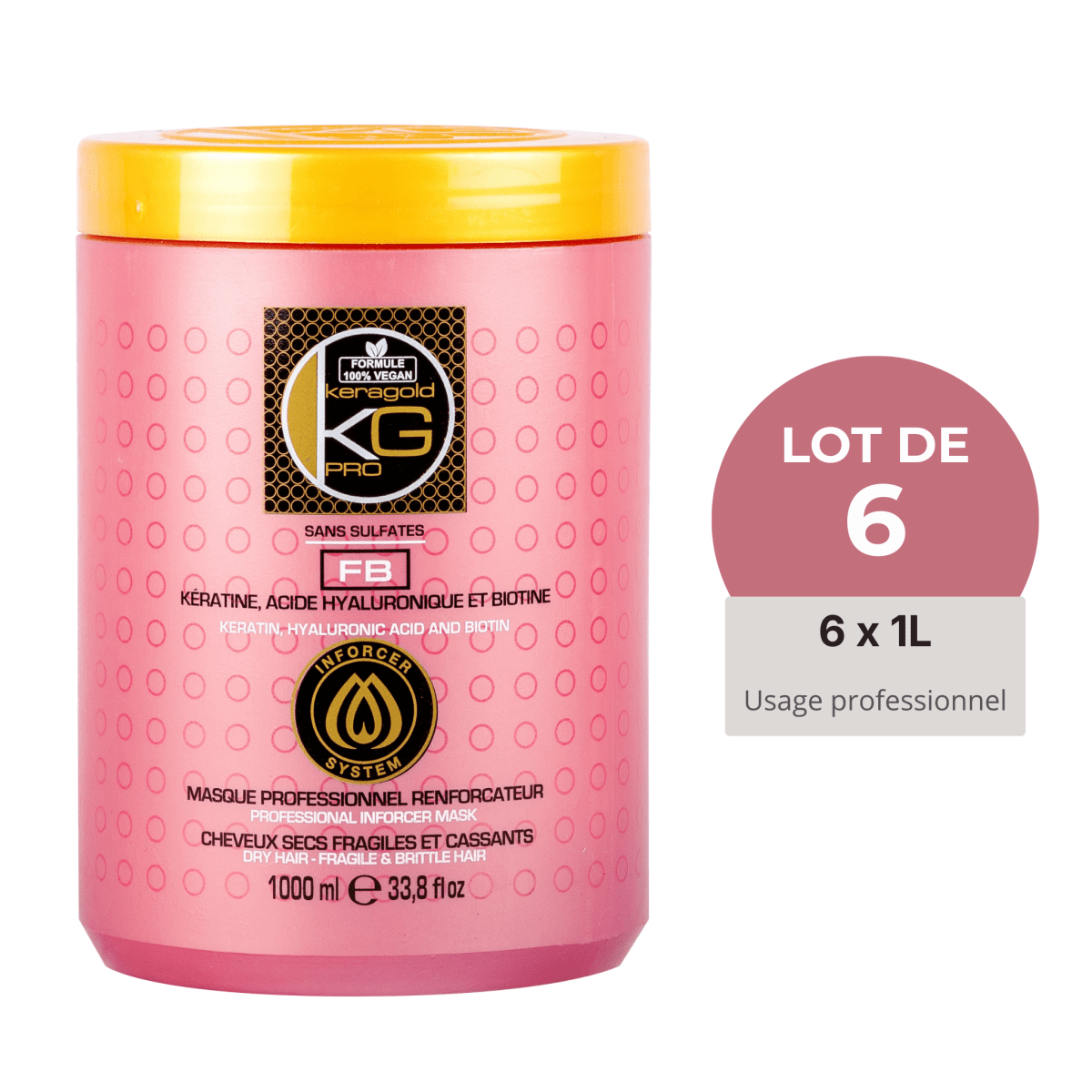 Keragold Masque FB – Kératine & Biotine – 1 L – Colisage x6 - BEAUTEPRICE Keragold Masque FB – Kératine & Biotine – 1 L – Colisage x6 Lot de masque Keragold KG PRO BEAUTEPRICE