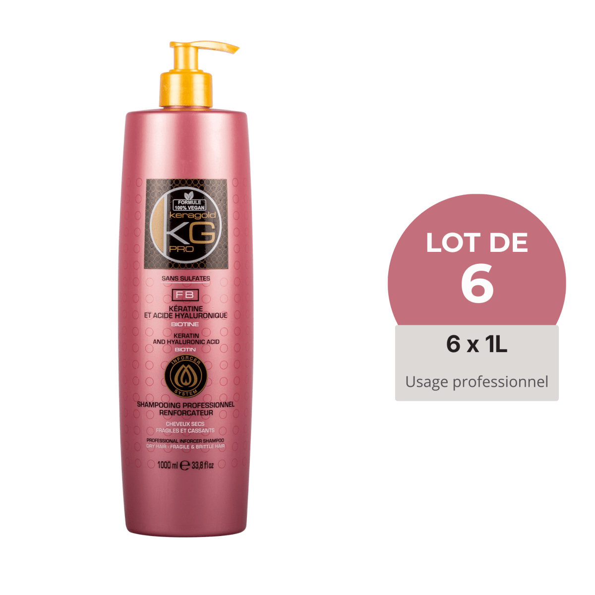 Keragold Shampoing FB – Kératine & Biotine – 1 L – Colisage x6 - BEAUTEPRICE Keragold Shampoing FB – Kératine & Biotine – 1 L – Colisage x6 Lot de shampoing Keragold KG PRO BEAUTEPRICE