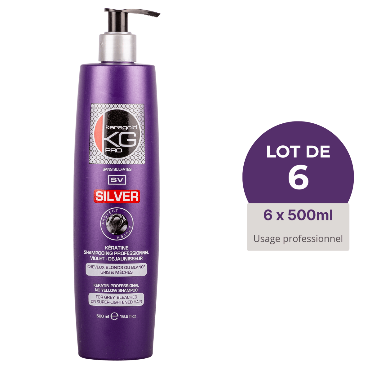Keragold Shampoing SV – 500ml – Colisage x6 - BEAUTEPRICE Keragold Shampoing SV – 500ml – Colisage x6 Lot de shampoing Keragold KG PRO BEAUTEPRICE