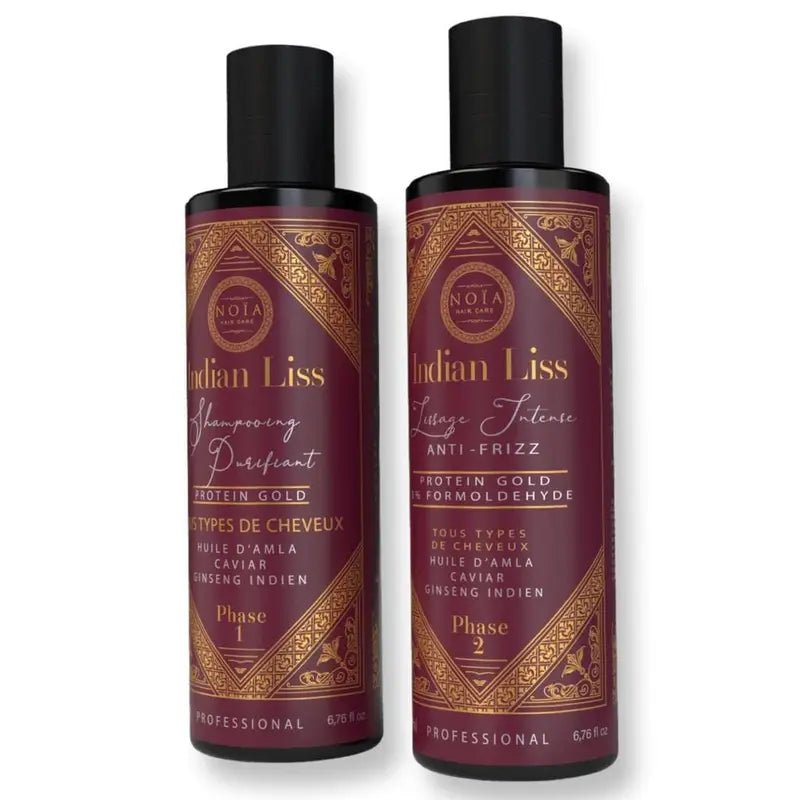 Lissage Noïa Hair - Indian Liss - Huile d'Amla, Caviar & Ginseng Indien - Protein Gold - 2x250ml - BEAUTEPRICE Lissage Noïa Hair - Indian Liss - Huile d'Amla, Caviar & Ginseng Indien - Protein Gold - 2x250ml lissage indien NOÏA HAIR BEAUTEPRICE