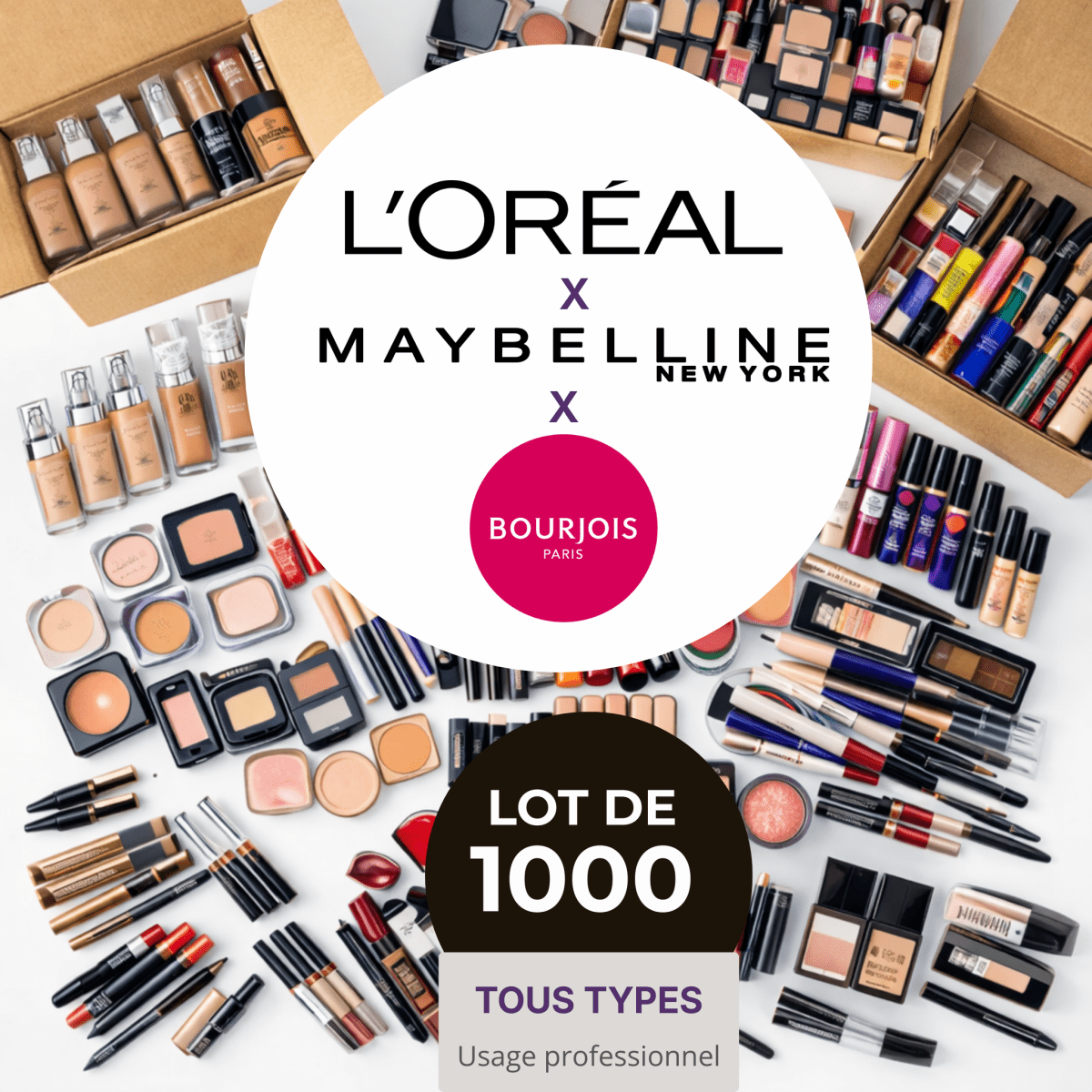 Lot de 1000 Pièces de Maquillage L'Oréal, Maybelline, Bourjois, Max Factor & Rimmel - BEAUTEPRICE Lot de 1000 Pièces de Maquillage L'Oréal, Maybelline, Bourjois, Max Factor & Rimmel Lot de maquillage L'Oréal Paris BEAUTEPRICE