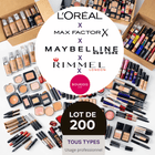 Lot de 200 Pièces Maquillage L'Oréal, Maybelline, Max Factor, Rimmel - BEAUTEPRICE Lot de 200 Pièces Maquillage L'Oréal, Maybelline, Max Factor, Rimmel Lot maquillage L'Oréal Paris BEAUTEPRICE