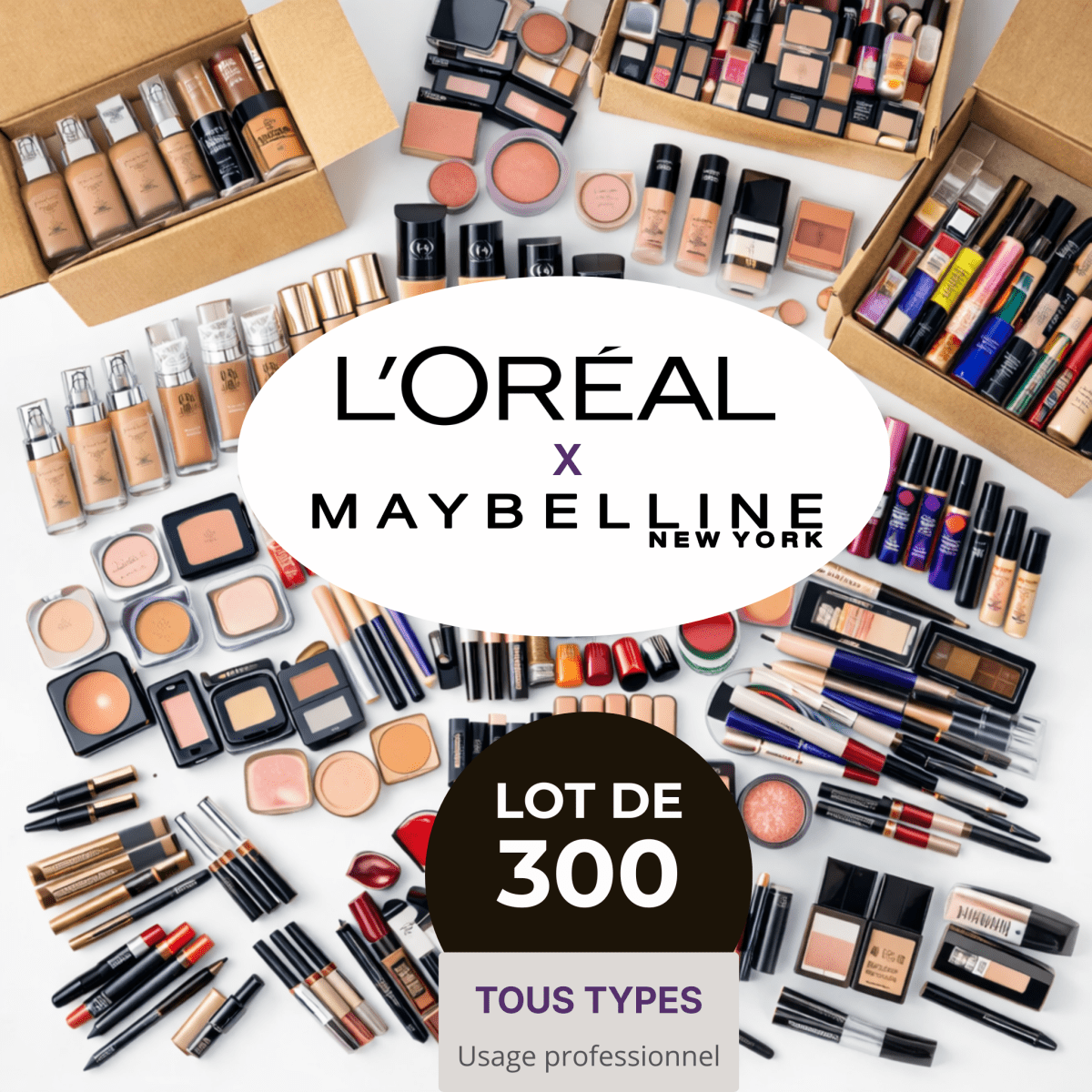 Lot de 300 Pièces de Maquillage L'Oréal & Maybelline - BEAUTEPRICE Lot de 300 Pièces de Maquillage L'Oréal & Maybelline Lot maquillage L'Oréal Paris BEAUTEPRICE