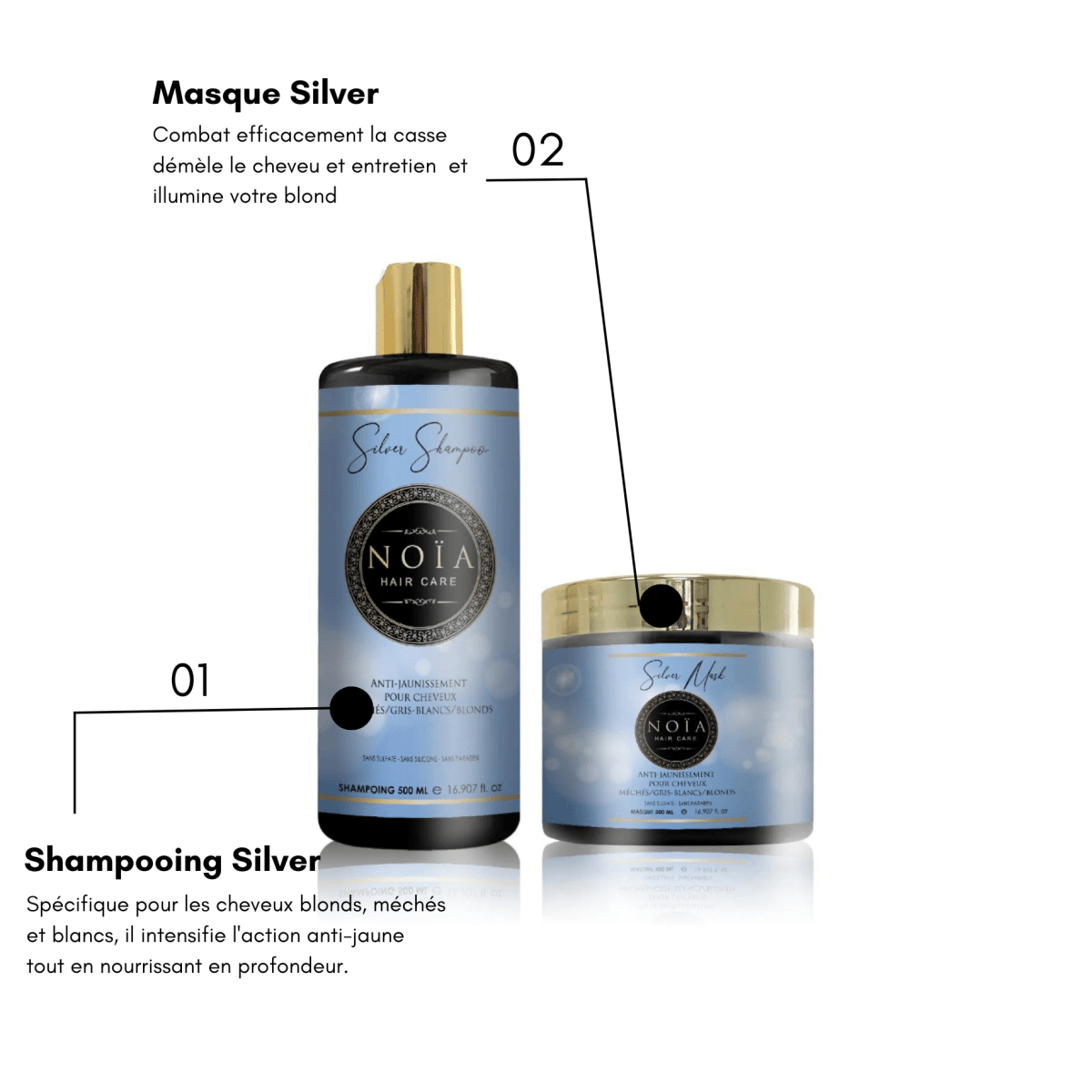 Shampoing Silver – Anti - Jaunissement & Éclat Froid (500 ml) - BEAUTEPRICE Shampoing Silver – Anti - Jaunissement & Éclat Froid (500 ml) Shampoing Noiahair FR BEAUTEPRICE