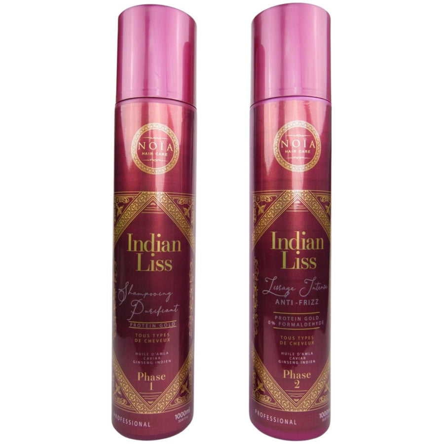 Lissage Noïa Hair - Indian Liss - Huile d'Amla, Caviar & Ginseng Indien - Protein Gold - 2x1000ml